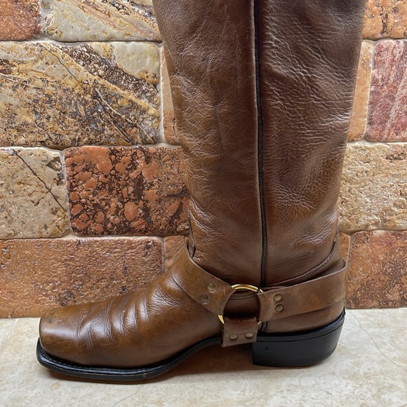 Acme Men Vintage Boots Biker Motorcycle Tall Leather Cowboy USA Brown Size 10.5D - Picture 9 of 16